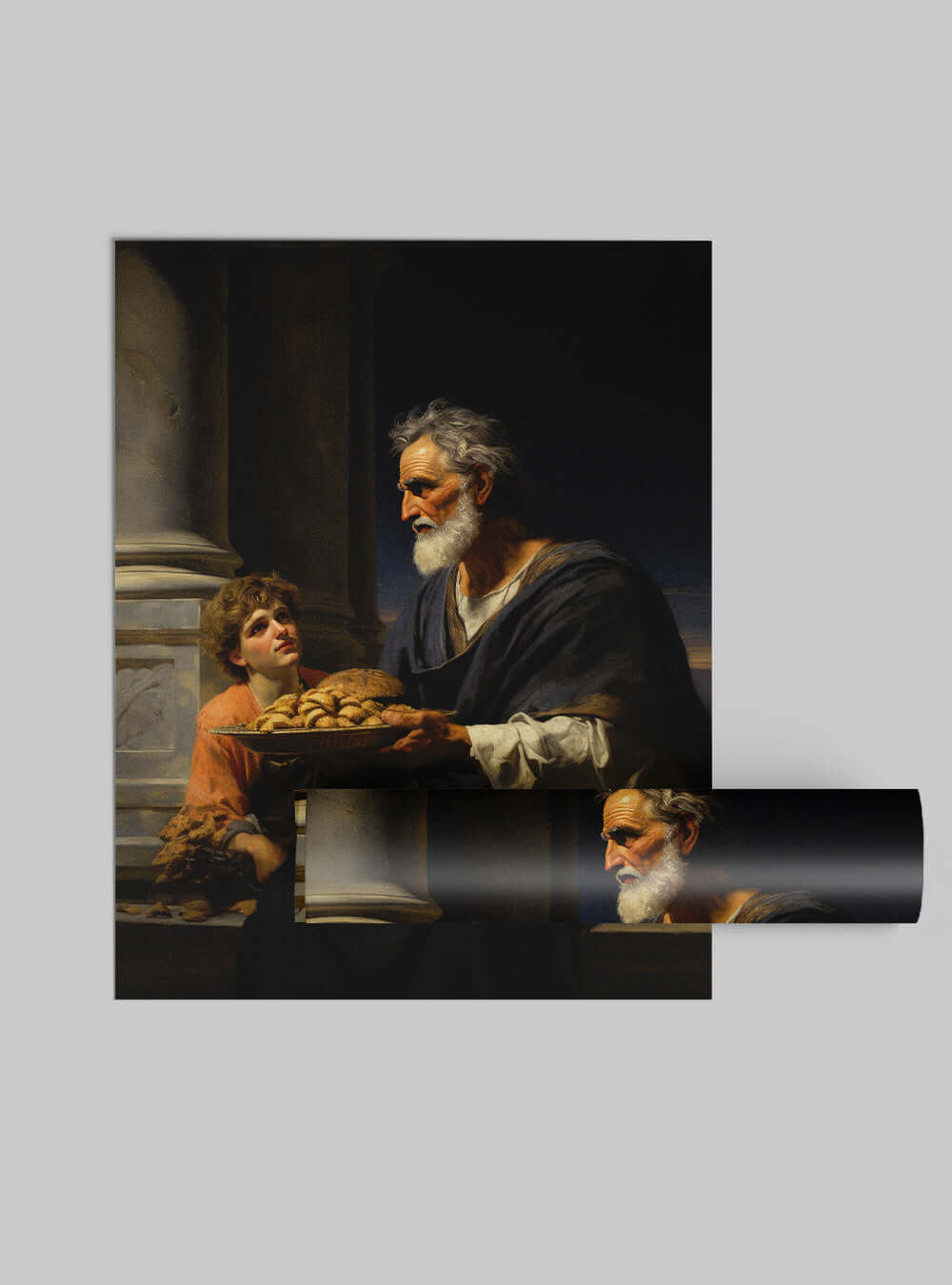 Luke 6:35 Elderly Man Bread Offering - Christian Wall Art Poster Print