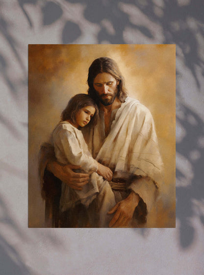 Mark 10:14 Embrace of Grace Christian Wall Art Poster Print