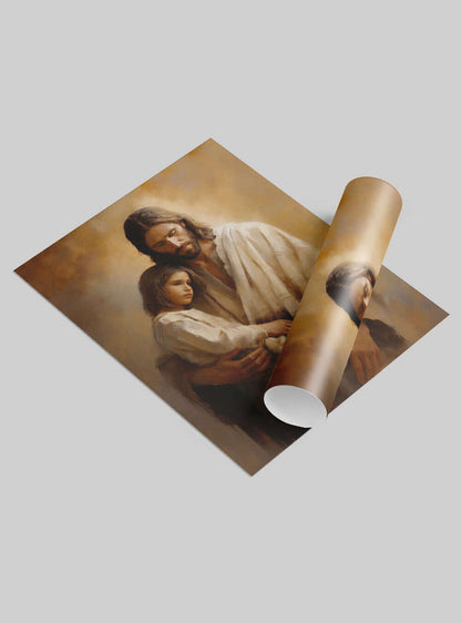 Mark 10:14 Embrace of Grace Christian Wall Art Poster Print