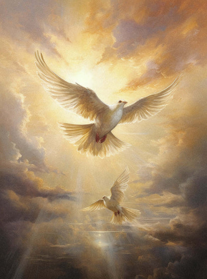 Matthew 10:31 Doves of Peace Christian Artwork Poster Print