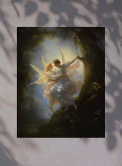 Matthew 11:30 | Angelic Embrace | Christian Wall Art Poster Print