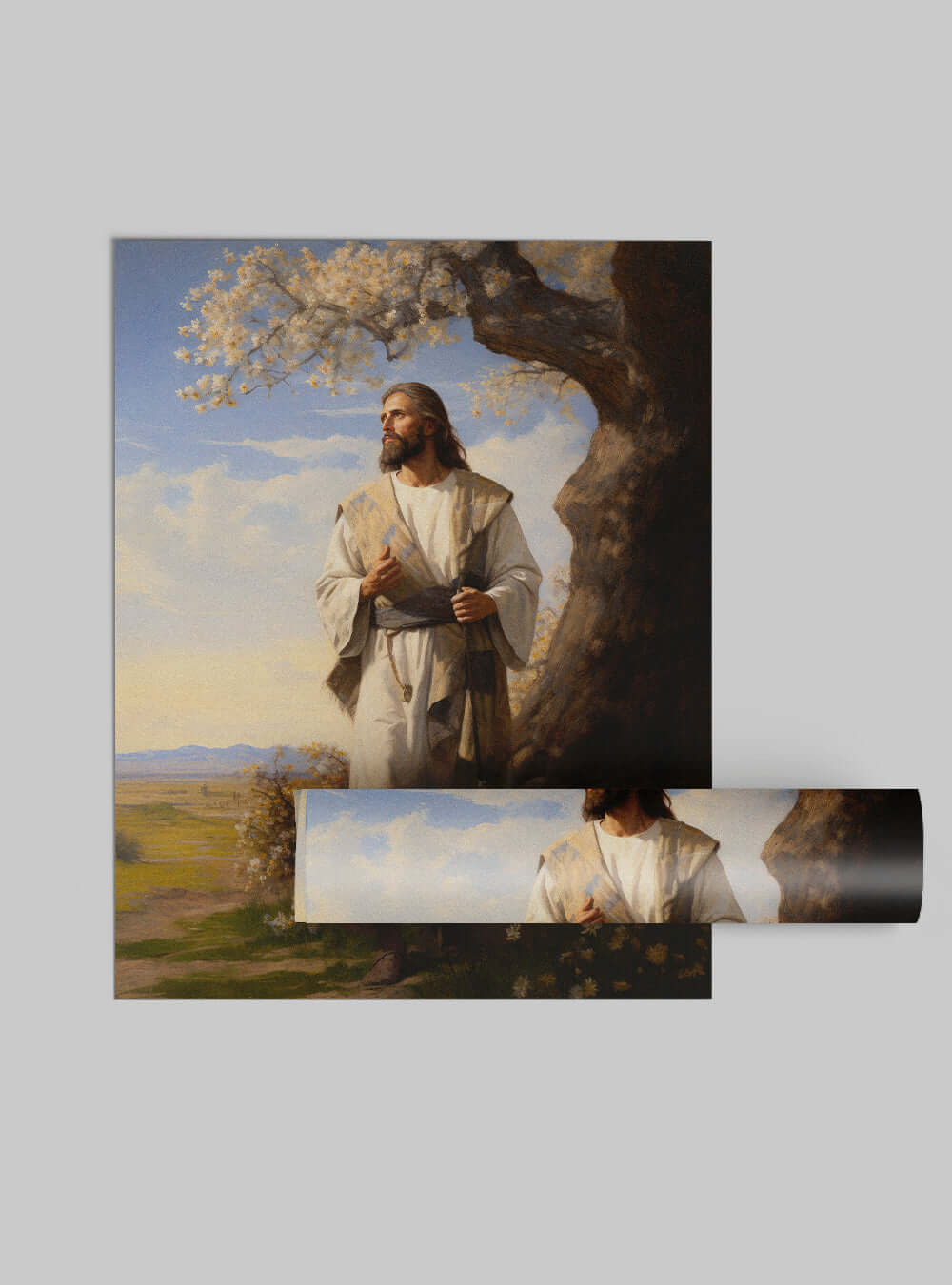 Matthew 13:44 Serene Scene Modern Christian Wall Art Poster Print