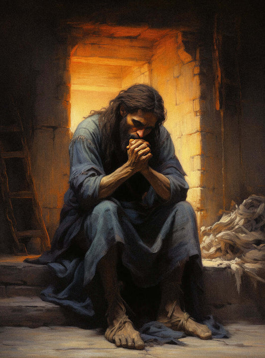 Matthew 5:3 Contemplative Figure - Christian Wall Art Poster Print