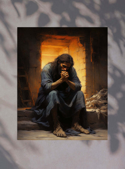 Matthew 5:3 Contemplative Figure - Christian Wall Art Poster Print