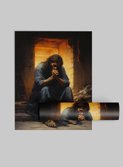 Matthew 5:3 Contemplative Figure - Christian Wall Art Poster Print