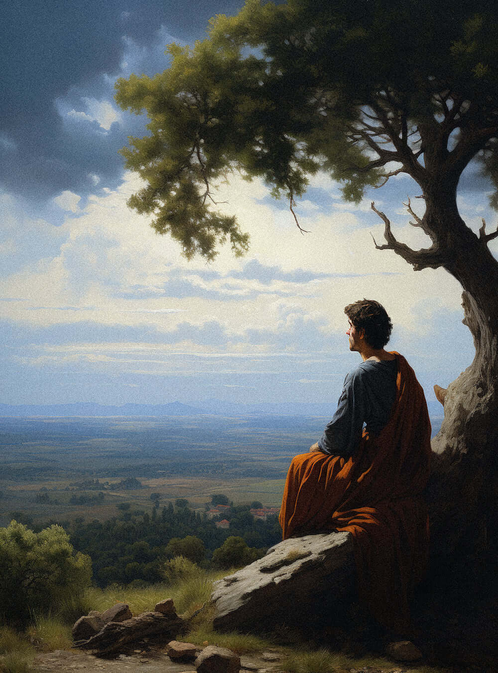 Matthew 5:5 Figure Over Landscape | Christian Wall Art Poster Print