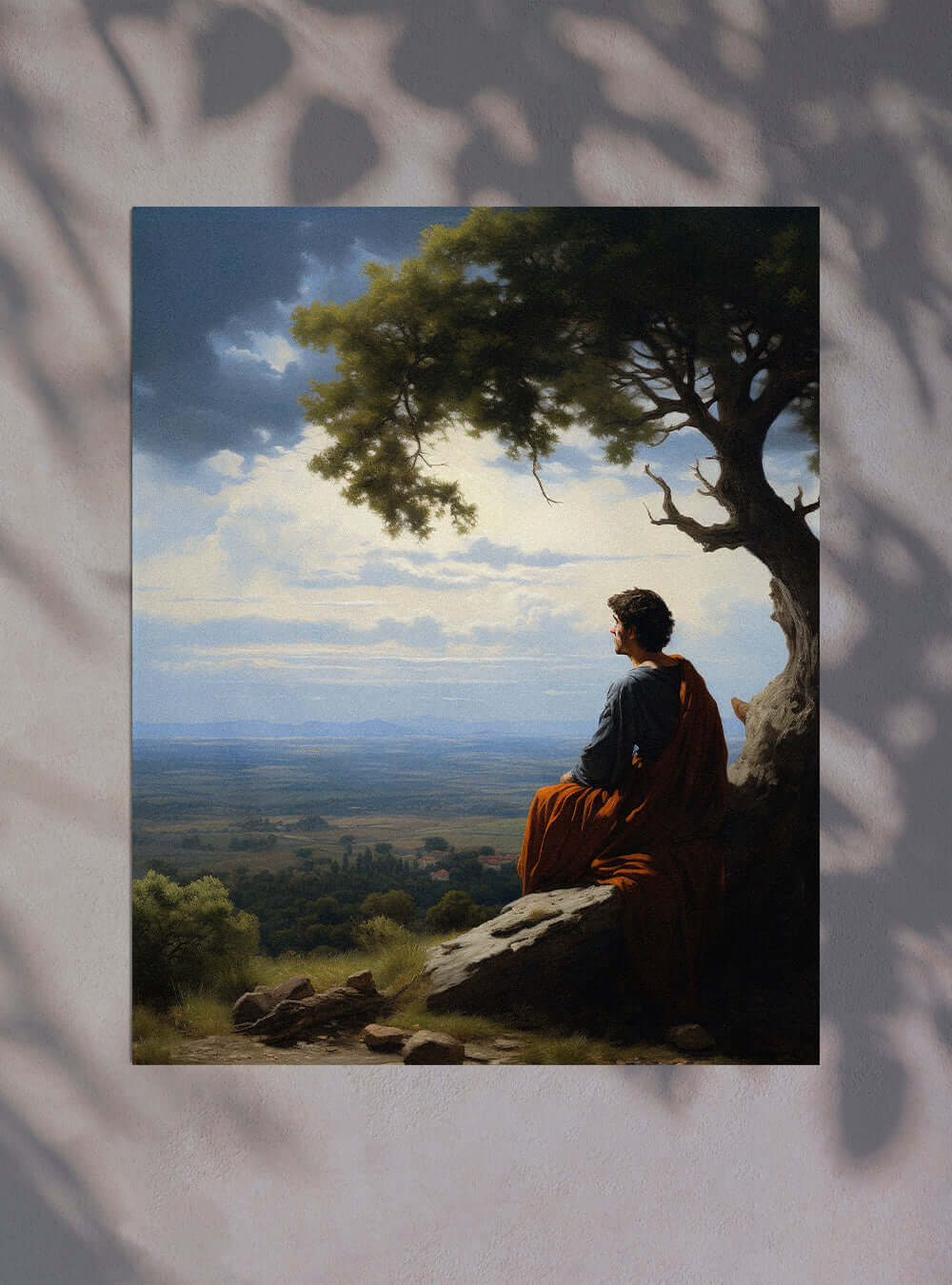 Matthew 5:5 Figure Over Landscape | Christian Wall Art Poster Print