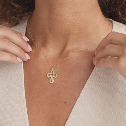 Holysteller Cross - Sterling Silver 14K Gold Plated Necklace - Jewelry Gift