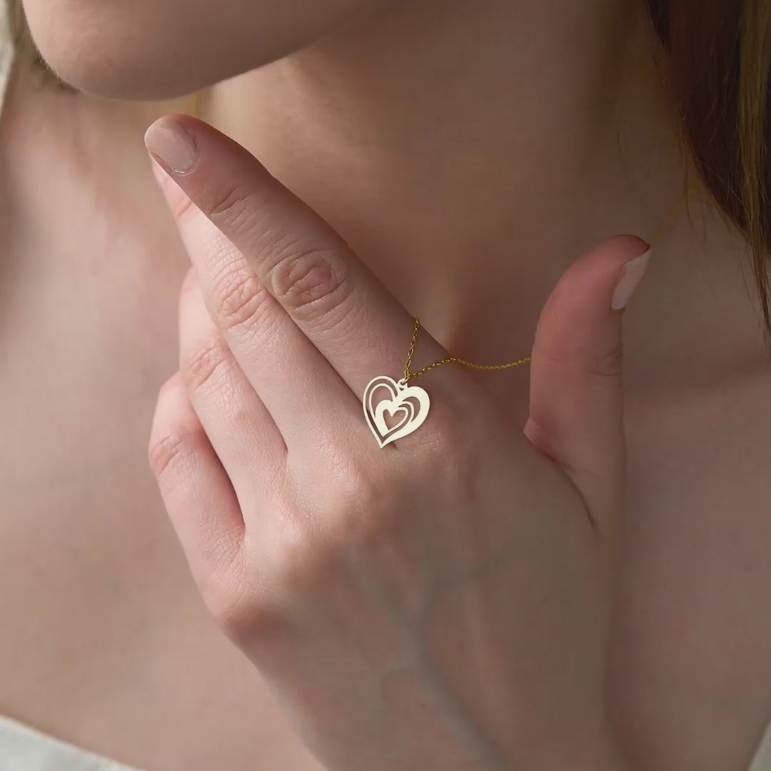 Interlocking Hearts Sterling Silver Necklace in Gold Vermeil