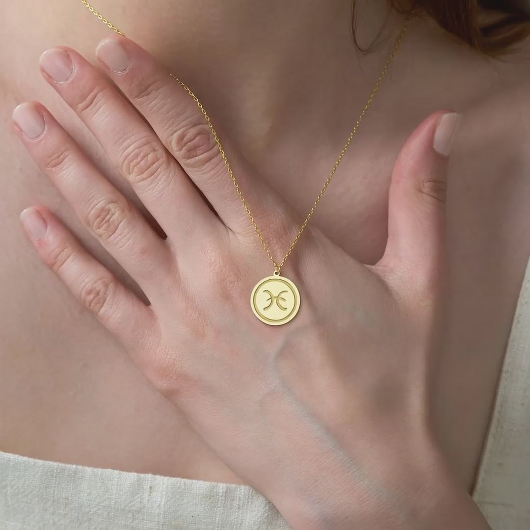 Pisces Zodiac Necklace Gold Vermeil over Sterling Silver