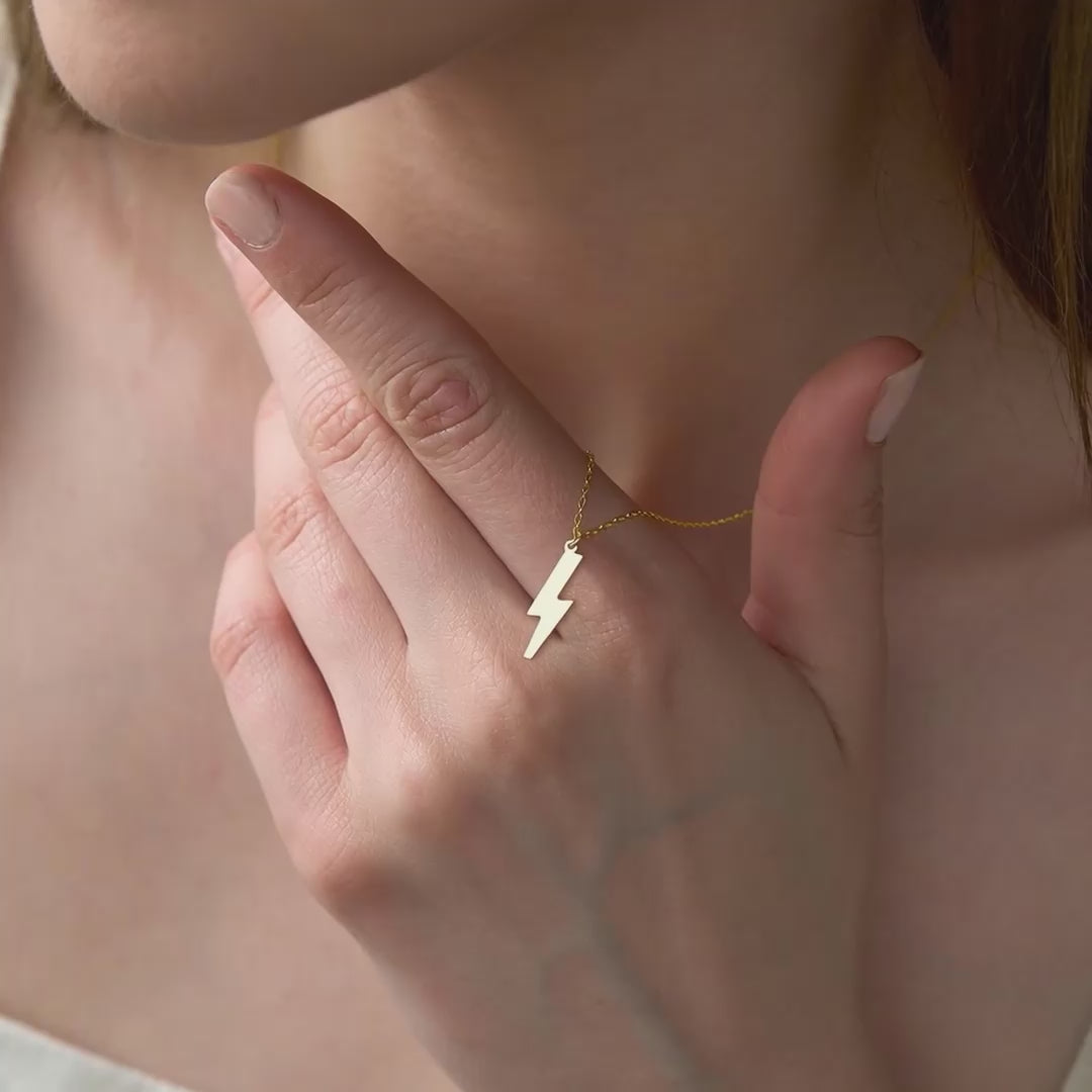 Tiny Lightning Pendant Sterling Silver Necklace