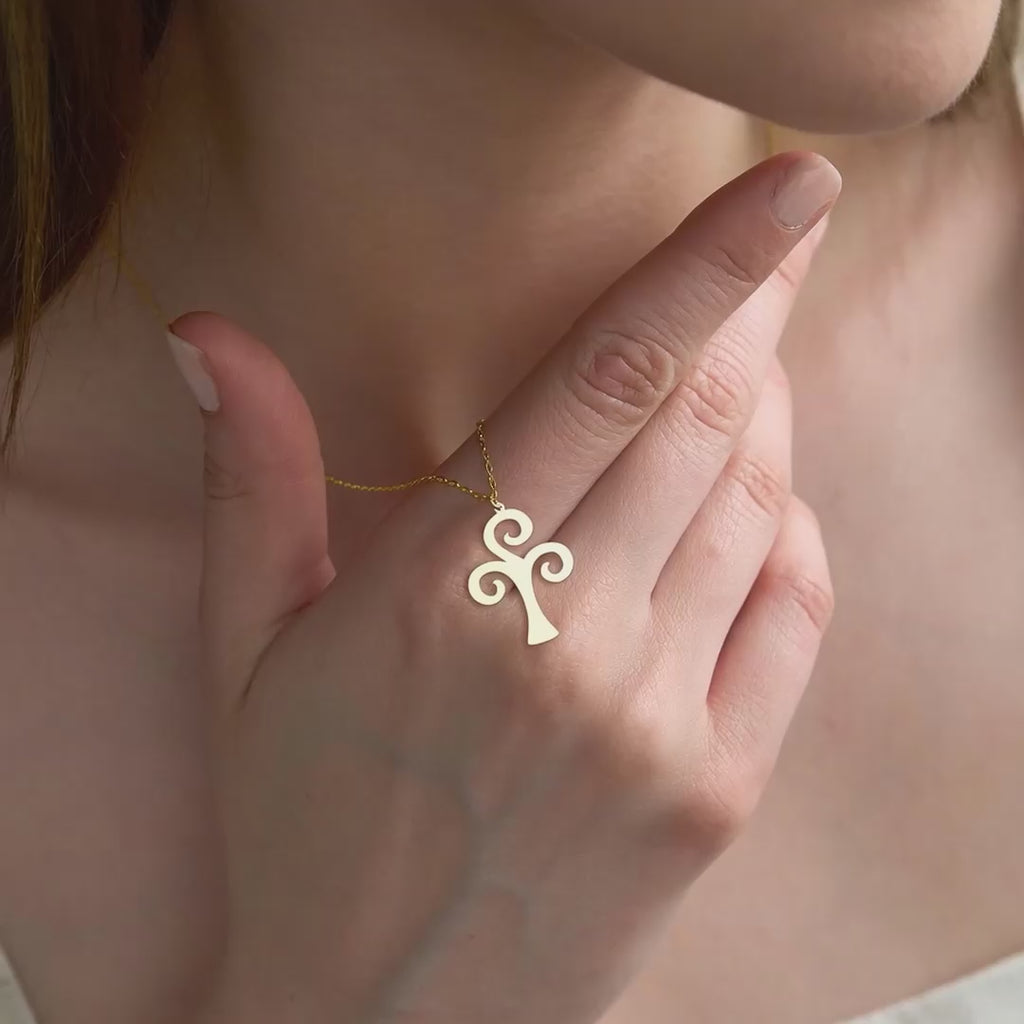 Swirl Cross Gold Vermeil Sterling Silver Necklace