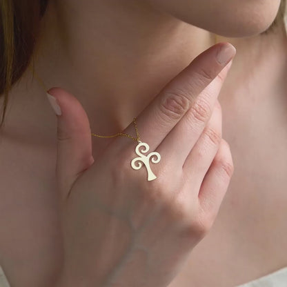 Swirl Cross Gold Plated Sterling Silver Necklace
