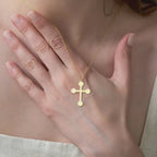 Dot Cross Necklace in 14K Gold Plated Sterling Silver