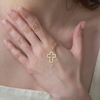 Minimalist Hollow Cross Necklace in 14K Gold Plated Sterling Silver