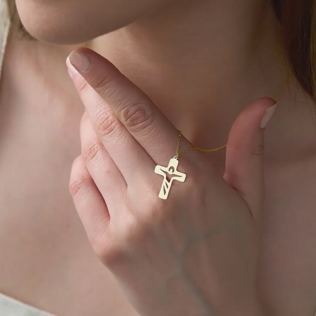 Risen Hope Cross Necklace in Yellow Gold Vermeil