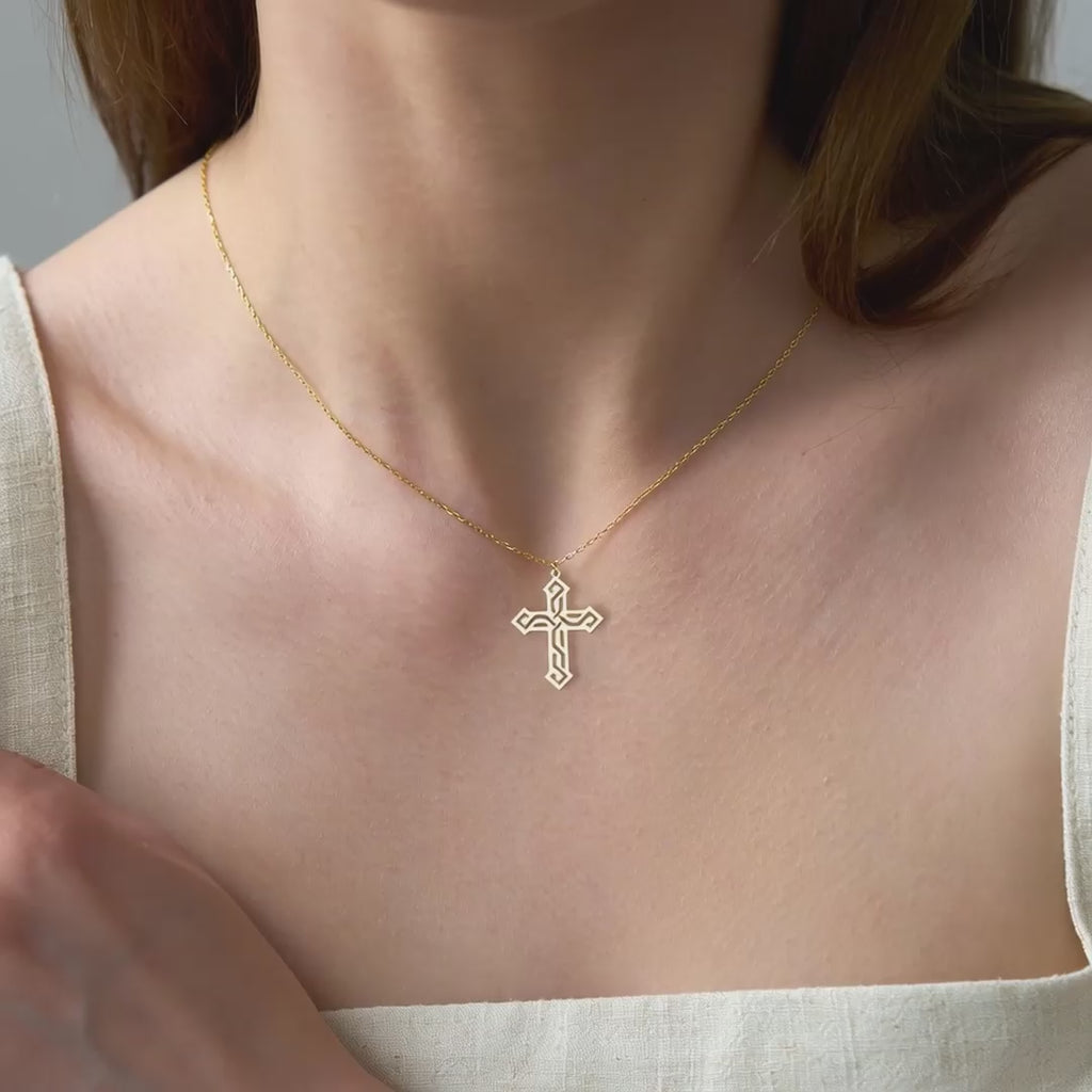 Cross Maze Sterling Silver Necklace