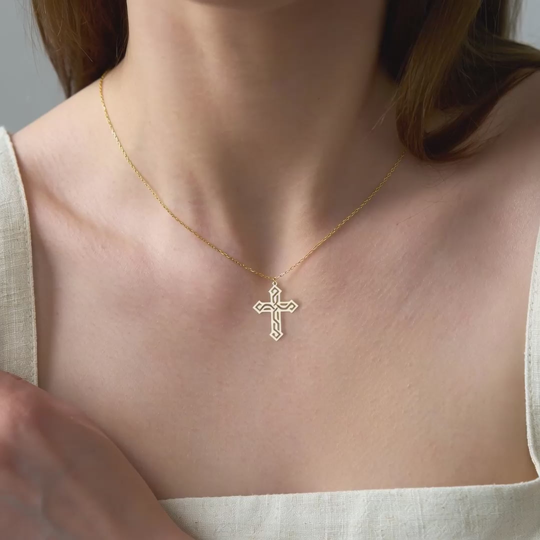 Cross Maze Sterling Silver Necklace