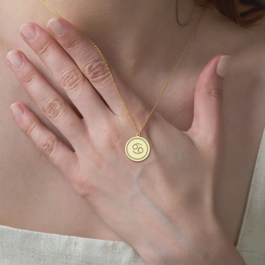 Cancer Zodiac Sign Necklace Gold Vermeil over Sterling Silver