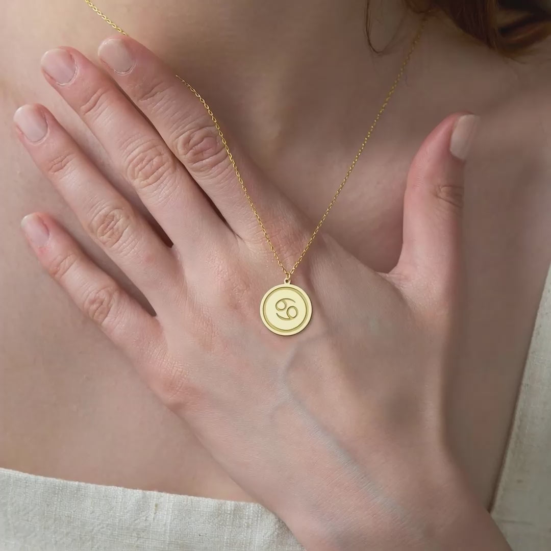 Cancer Zodiac Sign Necklace Gold Vermeil over Sterling Silver