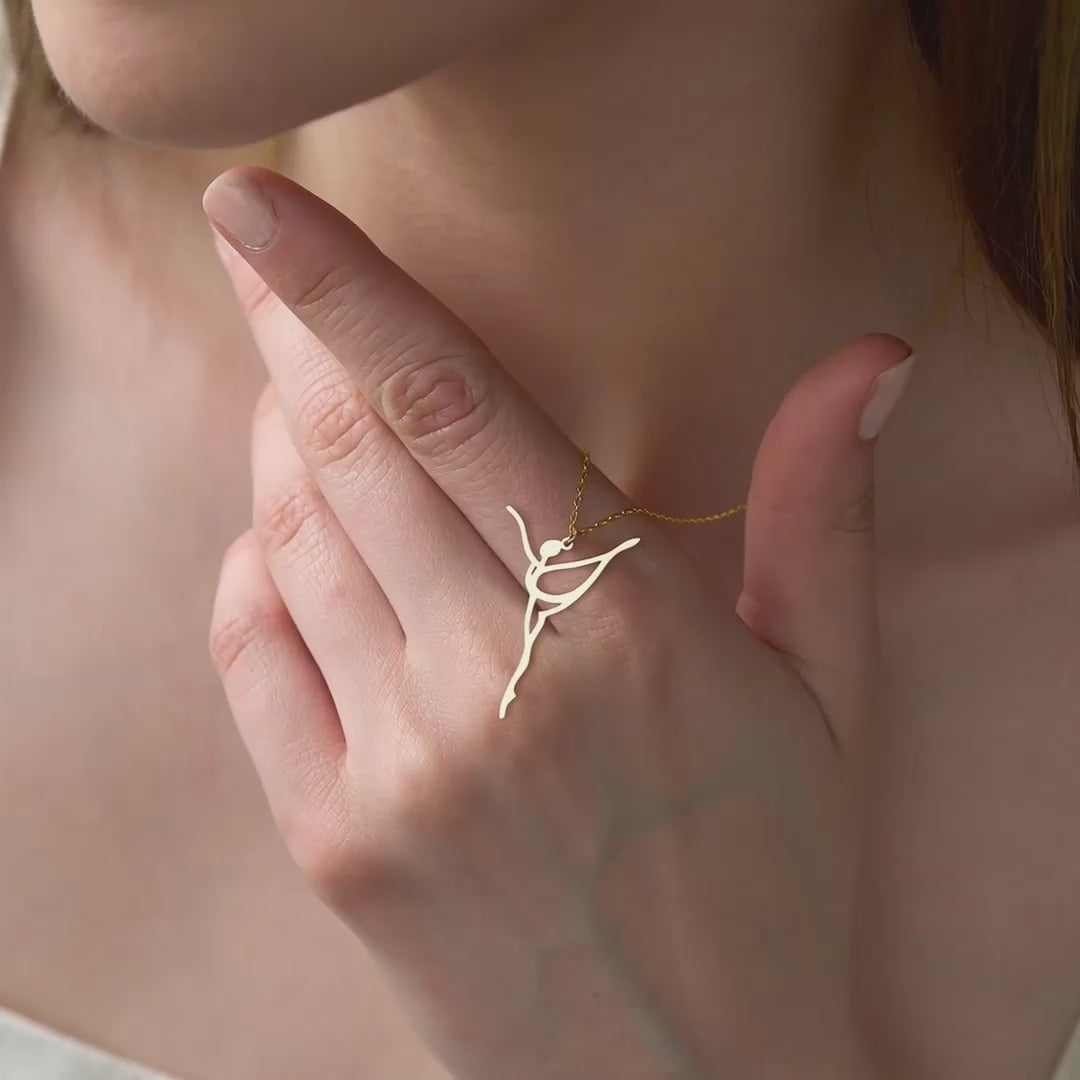 Ballerina Figure Sterling Silver Necklace in 18k Gold Vermeil