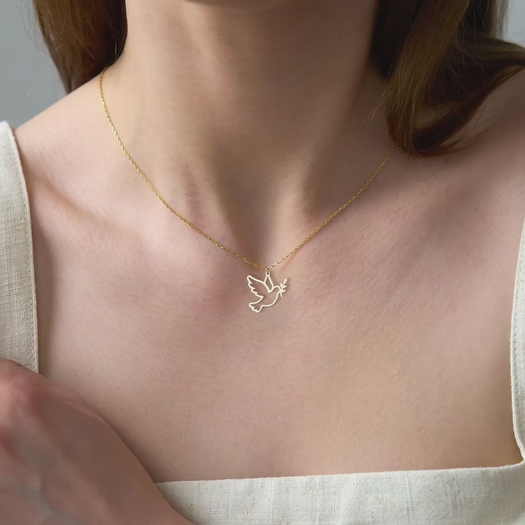 Peace Dove Sterling Silver Necklace 18k Gold Vermeil