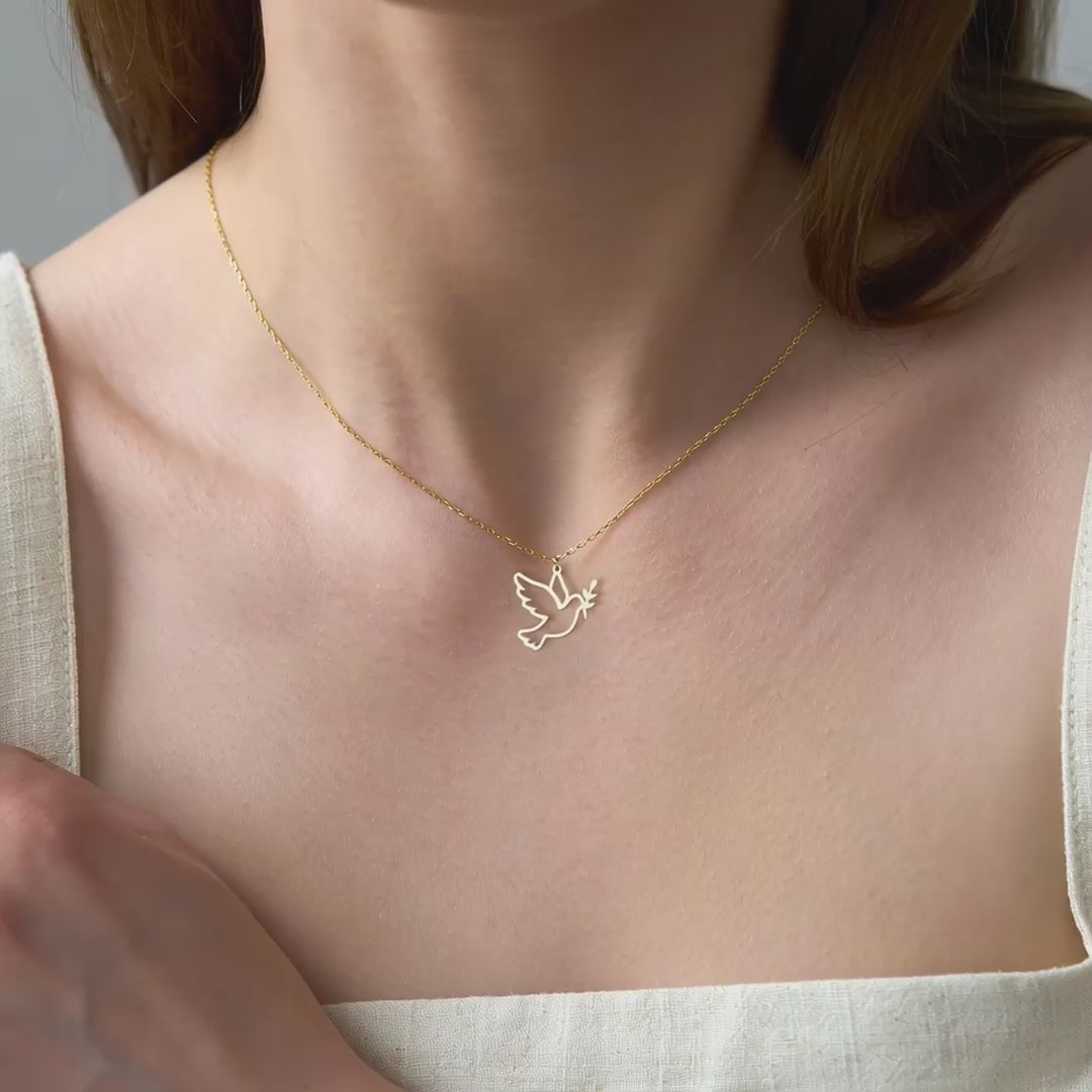Peace Dove Sterling Silver Necklace 18k Gold Vermeil