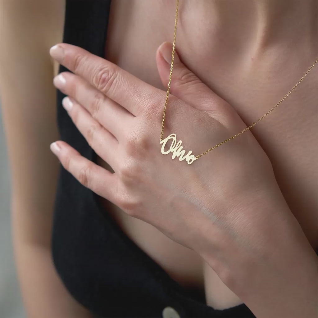Script Name Necklace 18k Gold Vermeil