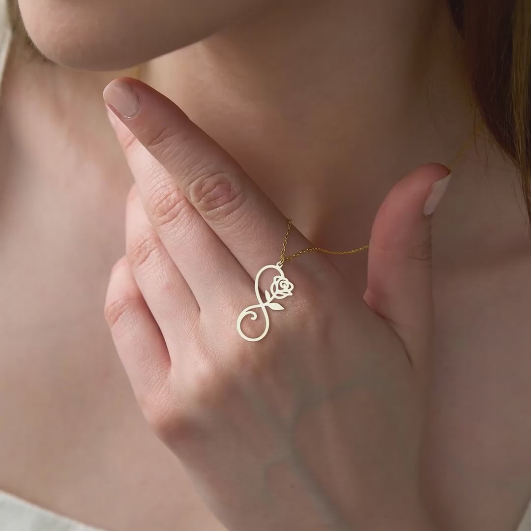 Infinity Rose Necklace in Gold Vermeil Over Sterling Silver