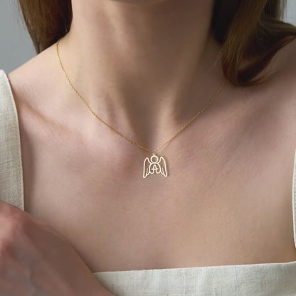 Praying Angel 14K Gold Plated Sterling Silver Necklace