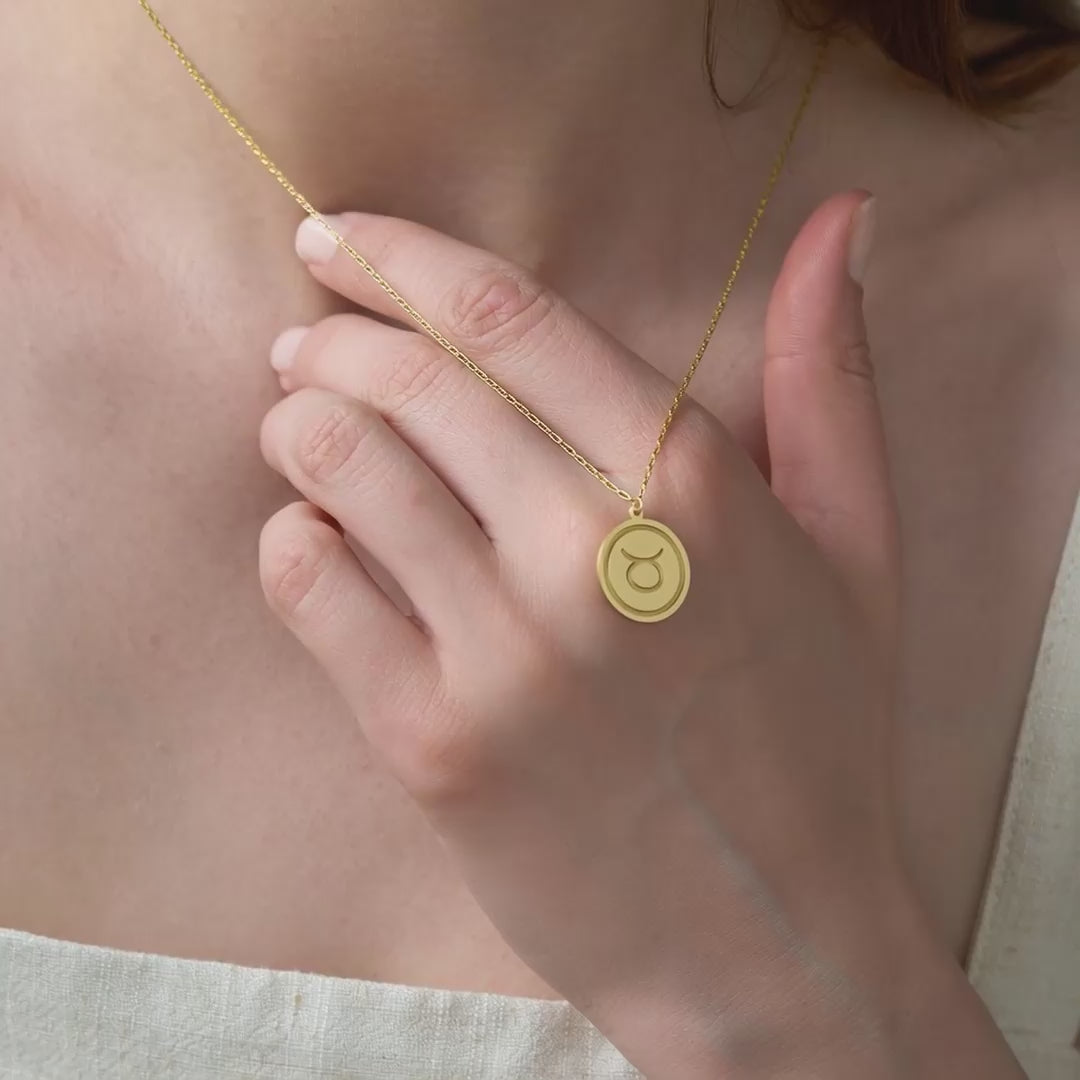 Taurus Zodiac Sterling Silver Necklace