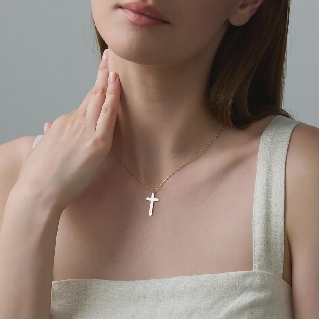 Round Cross Necklace in Gold Vermeil over Sterling Silver