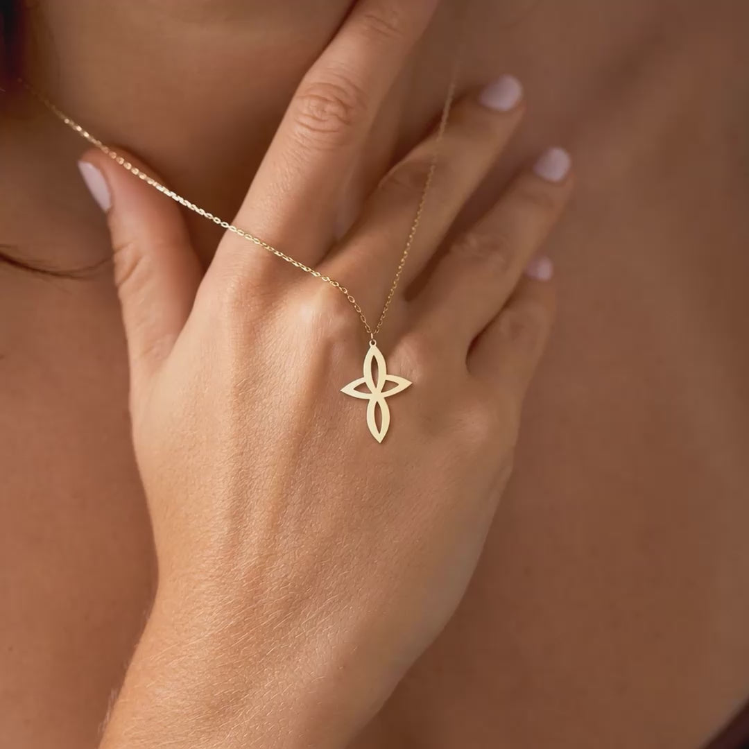 Sharp Infinity Cross Necklace in 14K Gold Plated Sterling Silver