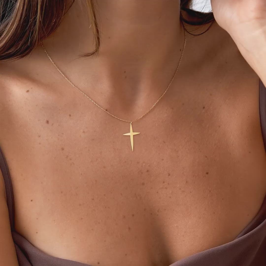 Star Cross Necklace in Gold Vermeil over Sterling Silver