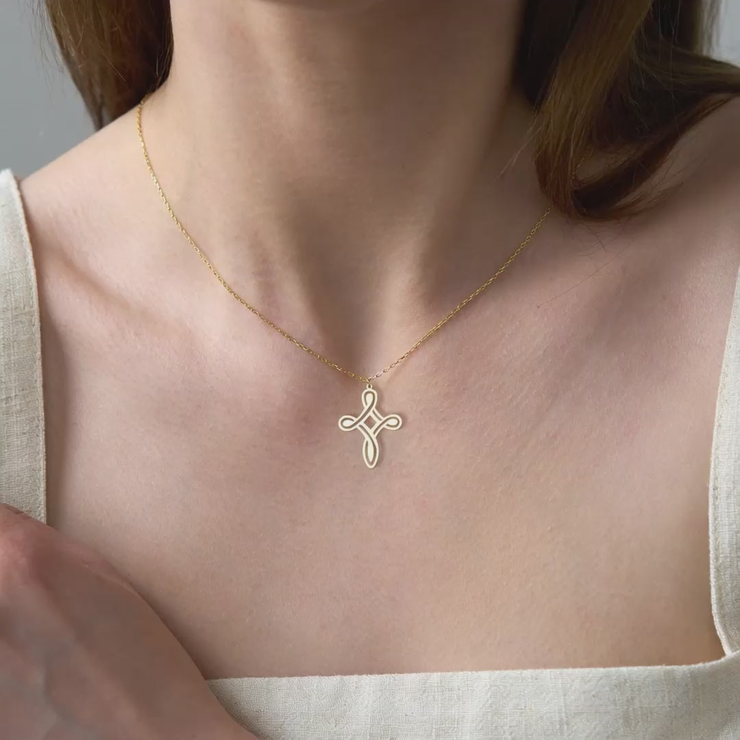 Infinity Cross Necklace in Gold Vermeil over Sterling Silver