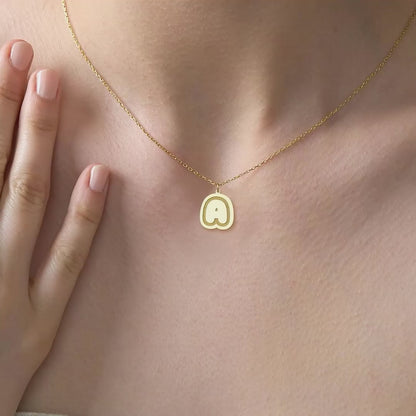 Personalized Bubble Initial Pendant in 14K Gold Plated Sterling Silver Necklace