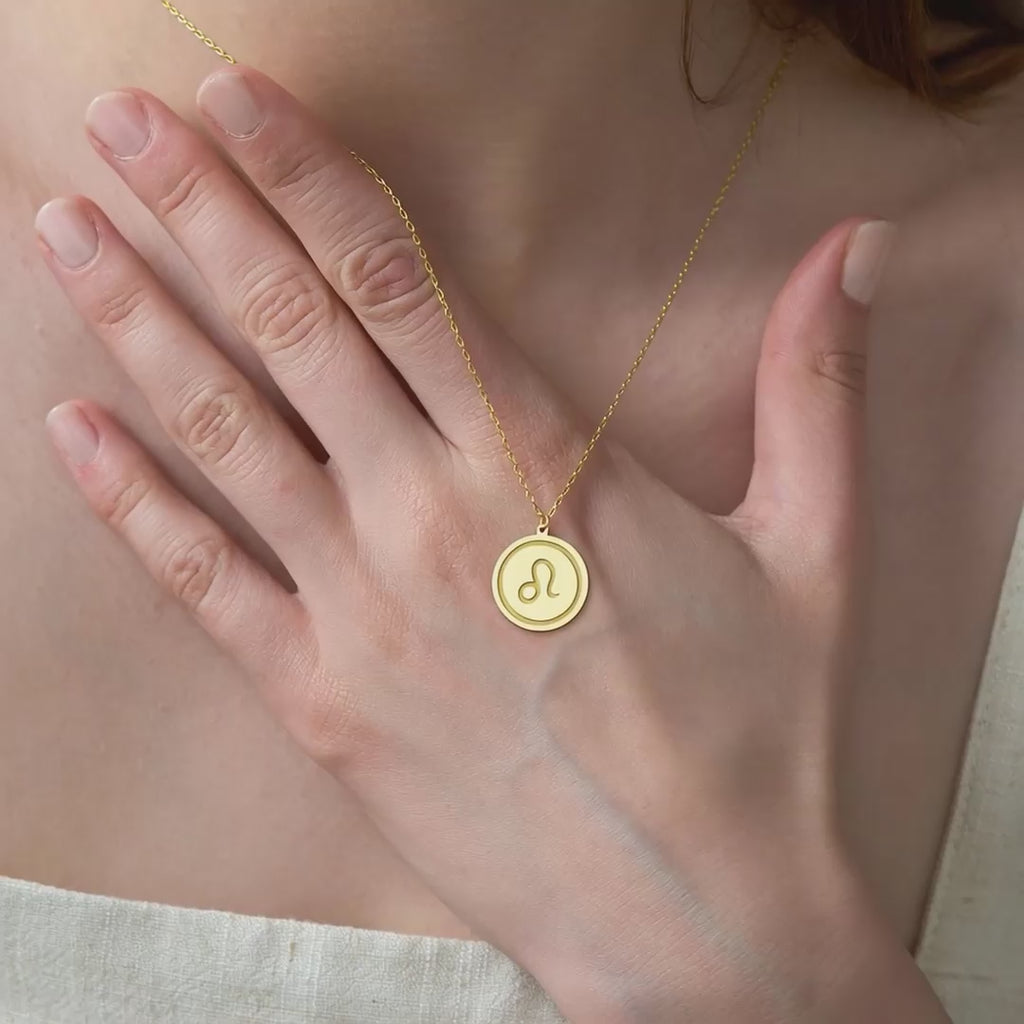 Leo Zodiac Necklace Sterling Silver Gold Vermeil
