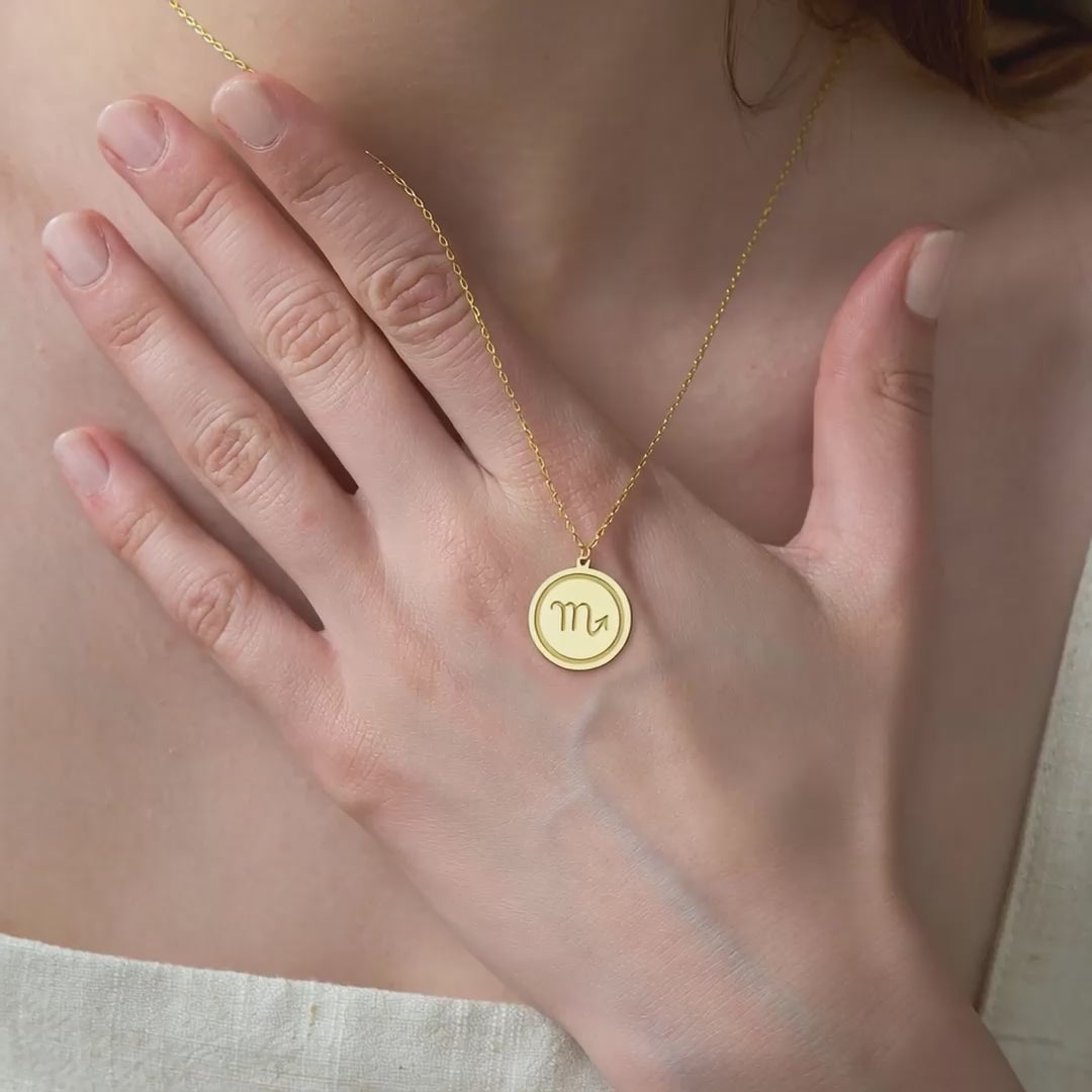 Scorpio Disc Necklace 18k Gold Vermeil over Sterling Silver