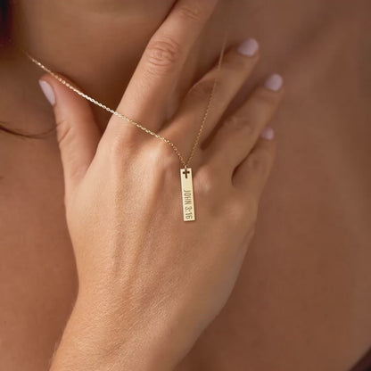 14K Gold Plated Sterling Silver Bar Necklace