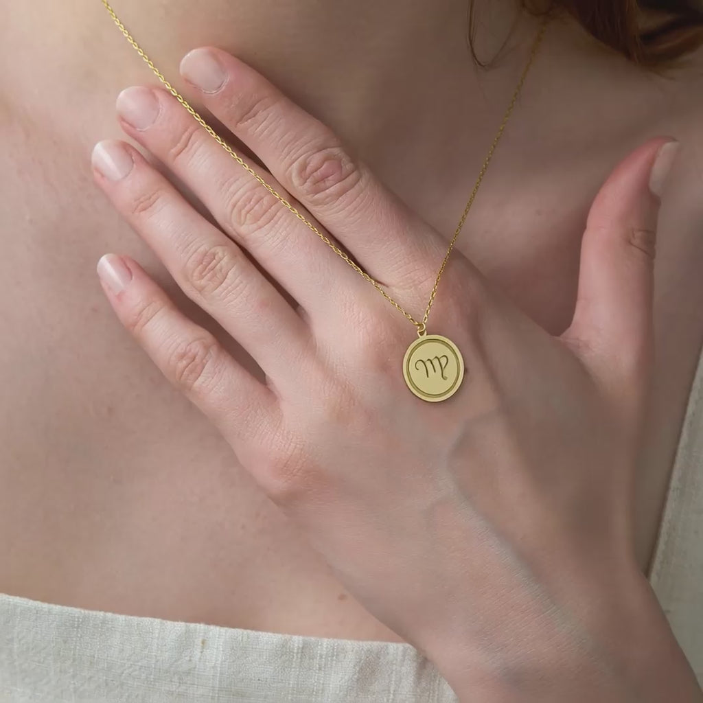 Virgo Zodiac Sterling Silver Necklace in Gold Vermeil