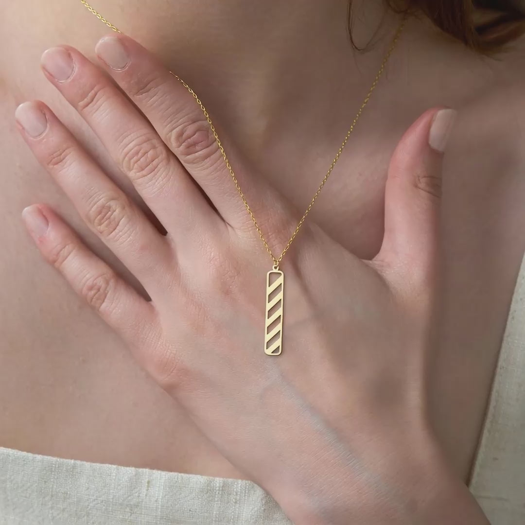 Diagonal Bar Necklace in Sterling Silver and Gold Vermeil
