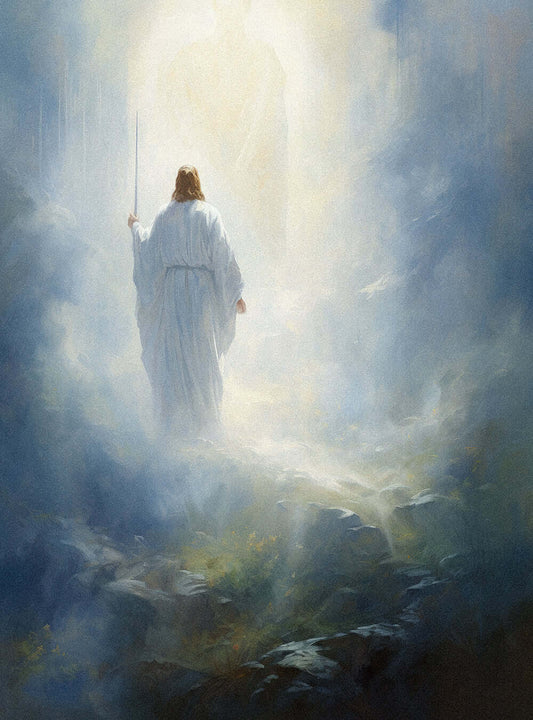 Psalm 16:8 Ethereal Light Artwork - Christian Home Decor Poster Print