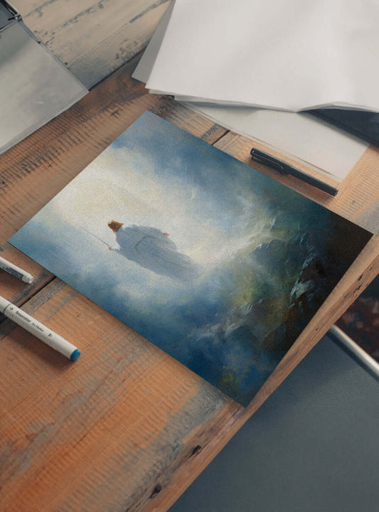 Psalm 16:8 Ethereal Light Artwork - Christian Home Decor Poster Print