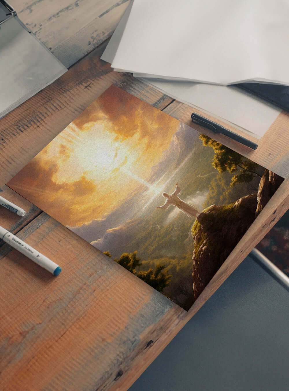 Psalm 17:6 Sunrise Mountain - Sacred Art Poster Print