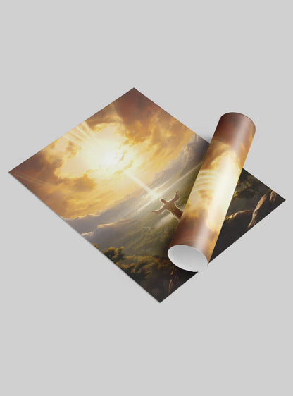 Psalm 17:6 Sunrise Mountain - Sacred Art Poster Print