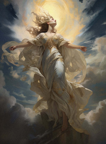 Revelation 1:7 Angelic Figure Christian Artwork Poster Print