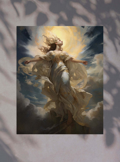 Revelation 1:7 Angelic Figure Christian Artwork Poster Print