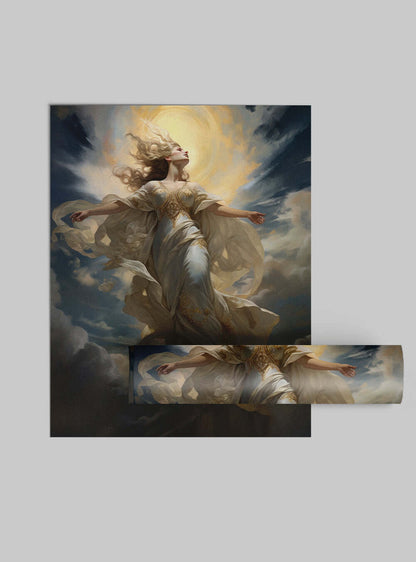 Revelation 1:7 Angelic Figure Christian Artwork Poster Print