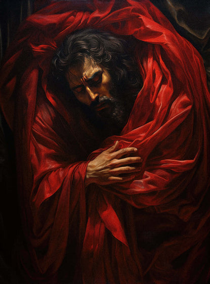 Revelation 19:13 - Red Cloak Figure - Christian Painting Poster Print