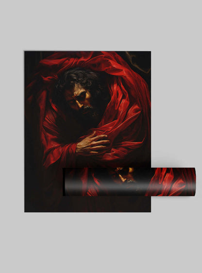 Revelation 19:13 - Red Cloak Figure - Christian Painting Poster Print